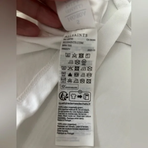 All Saints Rouched Short Sleeve Top In White Size S - Picture 6 of 8